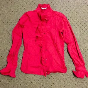 YSL Red Ruffle Blouse